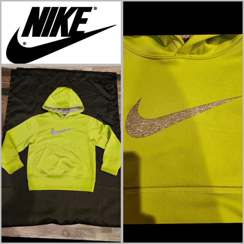 Nike Therma-Fit Lime Green  and light grey Hoodie size Youth Small